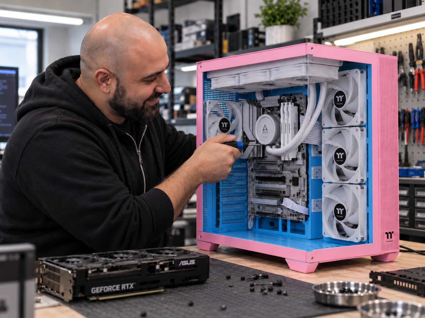 CAA Computers technician installing an upgraded CPU cooler